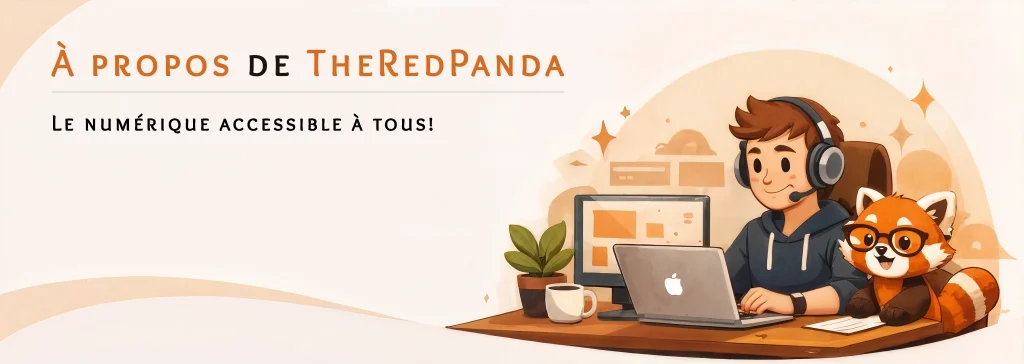 Un garçon avec un panda roux.